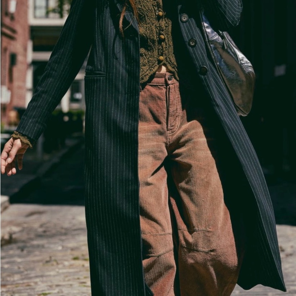 Free People Good Luck Barrel Leg Corduroy Pants.